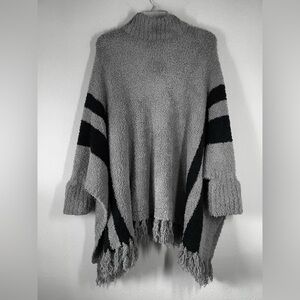 BAREFOOT DREAMS CozyChic Poncho Sweater Pullover Gray Coastal Comfy ONE SIZE